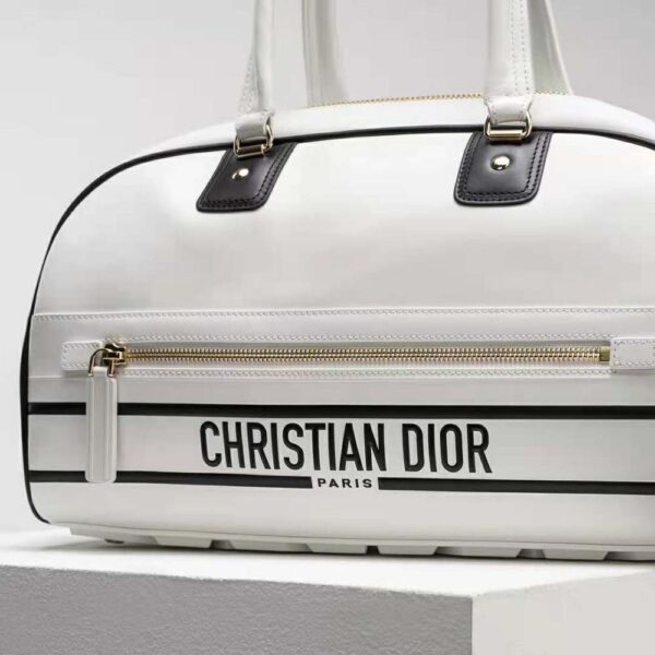 Dior Women Medium Dior Vibe Zip Bowling Bag White Smooth Calfskin (8)