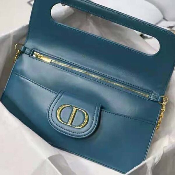 Dior Women Medium Diordouble Bag Deep Ocean Blue Smooth Calfskin (10)