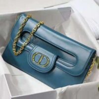 Dior Women Medium Diordouble Bag Deep Ocean Blue Smooth Calfskin (1)