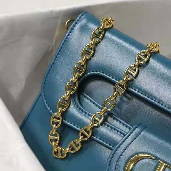 Dior Women Medium Diordouble Bag Deep Ocean Blue Smooth Calfskin (7)