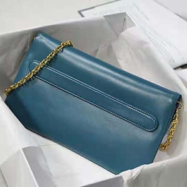 Dior Women Medium Diordouble Bag Deep Ocean Blue Smooth Calfskin (9)