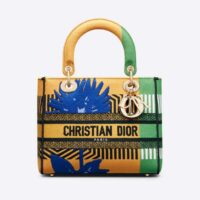 Dior Women Medium Lady D-lite Bag Bright Yellow and Green D-Flower Pop Embroidery (1)