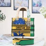 Dior Women Medium Lady D-lite Bag Bright Yellow and Green D-Flower Pop Embroidery - Image 2