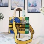 Dior Women Medium Lady D-lite Bag Bright Yellow and Green D-Flower Pop Embroidery - Image 5