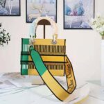 Dior Women Medium Lady D-lite Bag Bright Yellow and Green D-Flower Pop Embroidery - Image 3