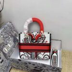 Dior Women Medium Lady D-lite Bag Latte Multicolor Cupidon Embroidery - Image 3