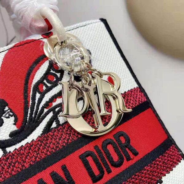 Dior Women Medium Lady D-lite Bag Latte Multicolor Cupidon Embroidery (5)