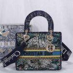 Dior Women Medium Lady D-lite Bag Latte Multicolor Dior Constellation Embroidery-Blue - immagine 2