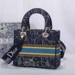 Dior Women Medium Lady D-lite Bag Latte Multicolor Dior Constellation Embroidery-Blue - immagine 3