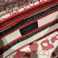 Dior Women Medium Lady D-lite Bag Red and White D-Royaume D Amour Embroidery (1)