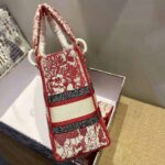 Dior Women Medium Lady D-lite Bag Red and White D-Royaume D Amour Embroidery - immagine 5
