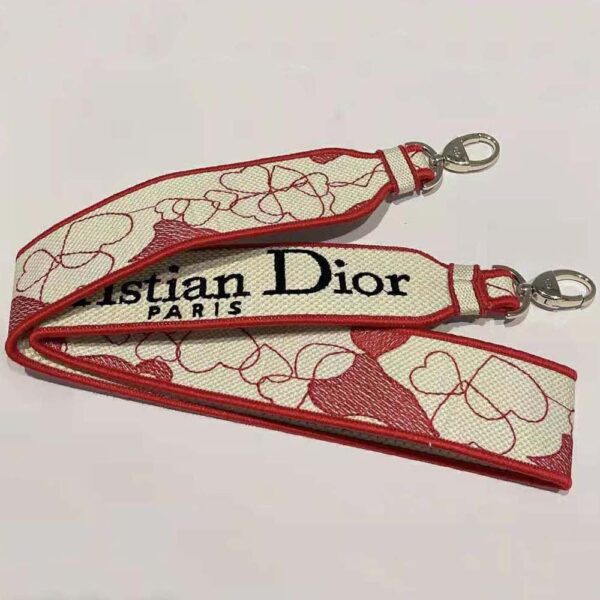 Dior Women Medium Lady D-lite Bag Red and White D-Royaume D Amour Embroidery (9)