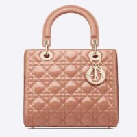 Dior Women Medium Lady Dior Bag Rose Des Vents Patent Cannage Calfskin (5)