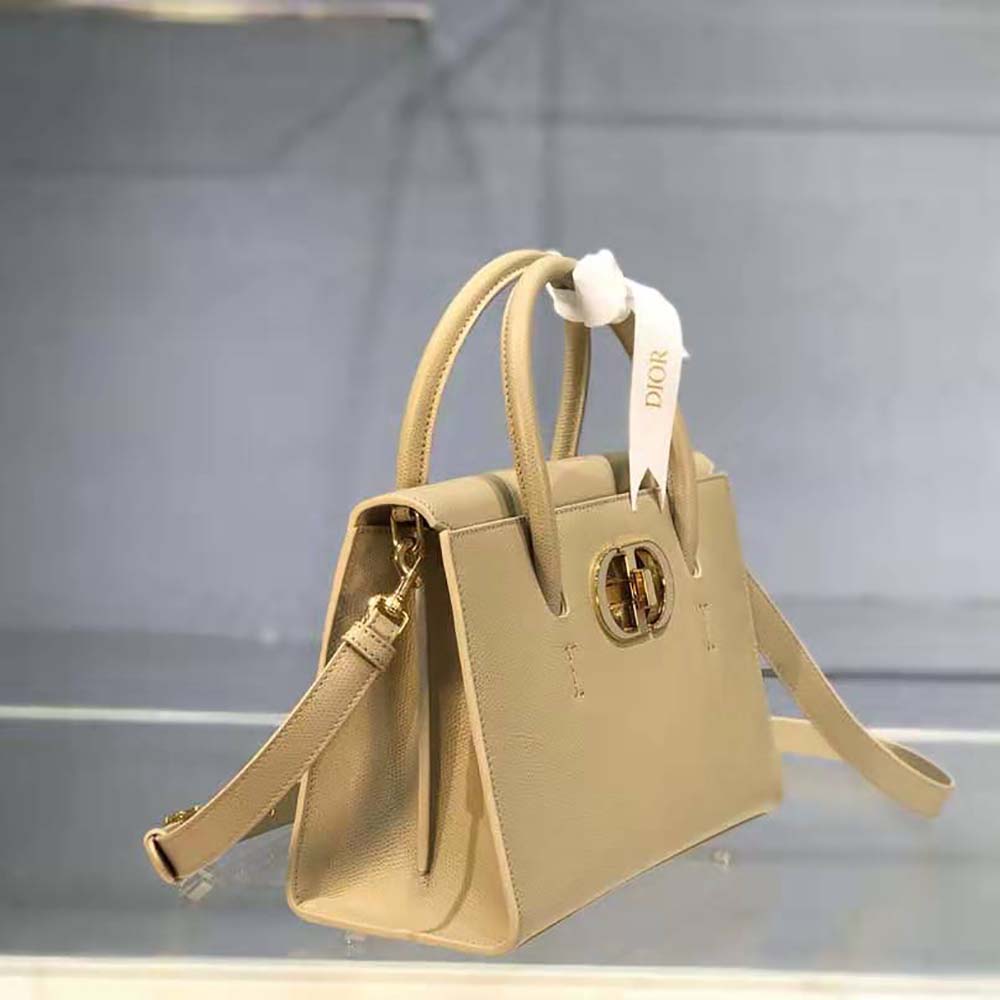 Dior Women Medium ST Honore Tote Latte Grained Calfskin-Sandy
