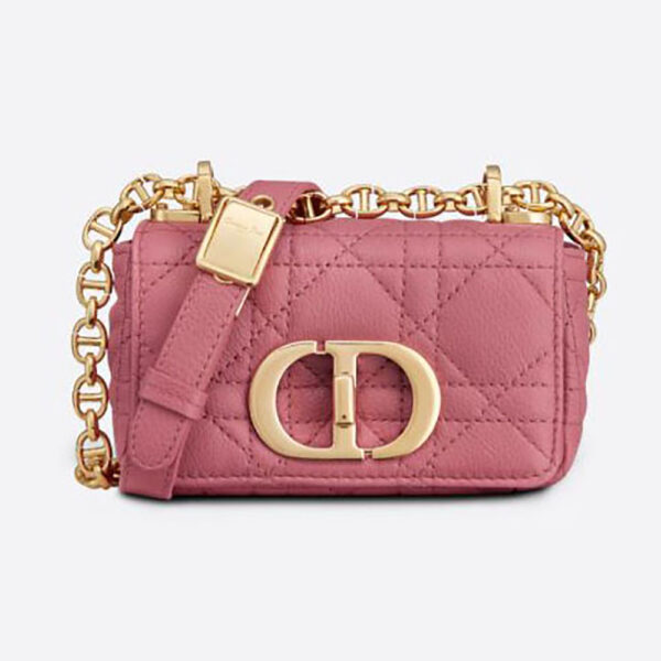 Dior Women Micro Dior Caro Bag Yarrow Pink Supple Cannage Calfskin (1)