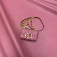 Dior Women Micro Dior Caro Bag Yarrow Pink Supple Cannage Calfskin (1)