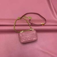 Dior Women Micro Dior Caro Bag Yarrow Pink Supple Cannage Calfskin (1)