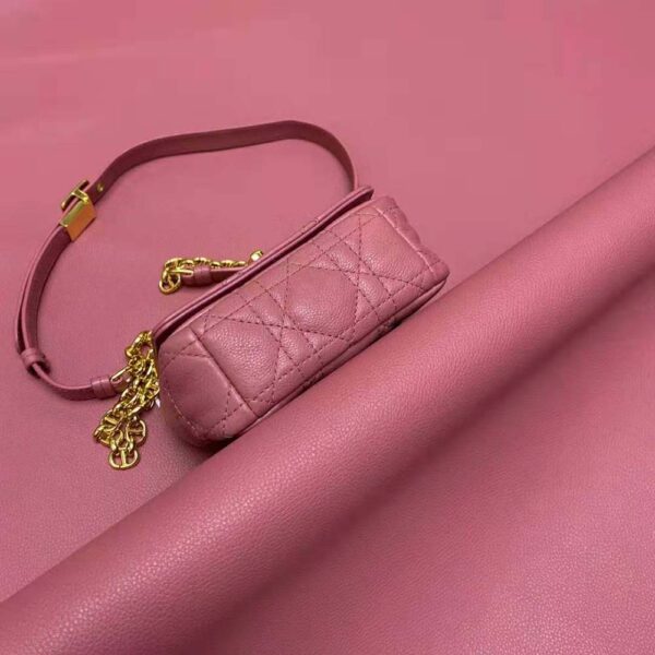 Dior Women Micro Dior Caro Bag Yarrow Pink Supple Cannage Calfskin (7)
