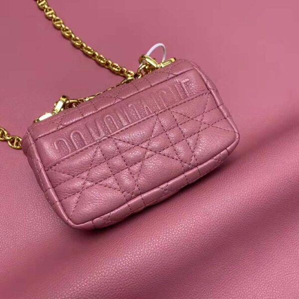 Dior Women Micro Dior Caro Bag Yarrow Pink Supple Cannage Calfskin (8)