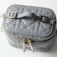 Dior Women Micro Lady Dior Vanity Case Cannage Lambskin-gray (1)