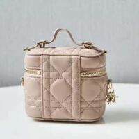 Dior Women Micro Lady Dior Vanity Case Cannage Lambskin-pink (1)
