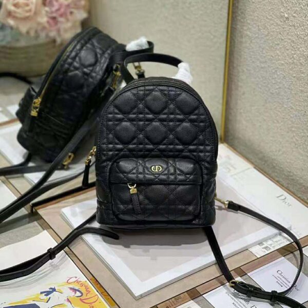 Dior Women Mini Dior Backpack Black Cannage Lambskin (2)