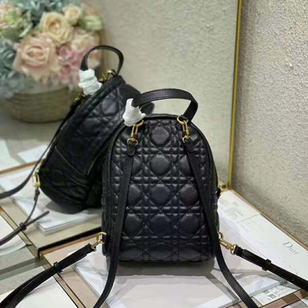 Dior Women Mini Dior Backpack Black Cannage Lambskin (5)