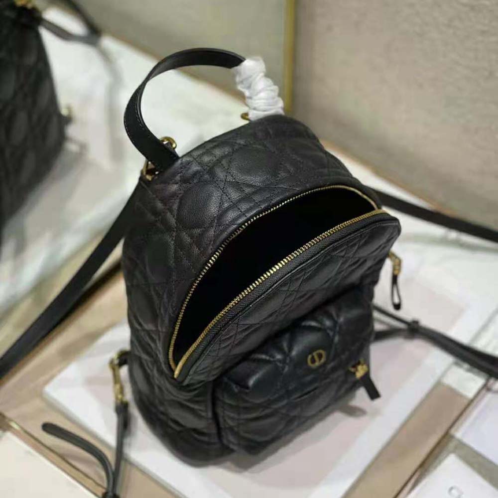 Dior Women Mini Dior Backpack Black Cannage Lambskin