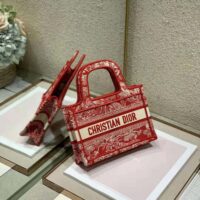 Dior Women Mini Dior Book Tote Fuchsia Toile de Jouy Reverse Embroidery (1)