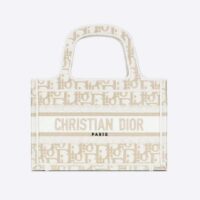 Dior Women Mini Dior Book Tote Gold-Tone Dior Oblique Embroidery (1)