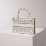 Dior Women Mini Dior Book Tote Gold-Tone Dior Oblique Embroidery - Imagen 4
