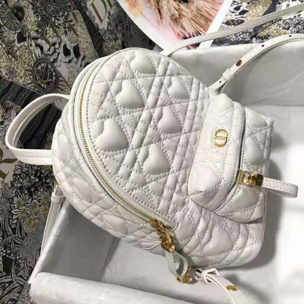 Dior Women Mini Dioramour Dior Backpack Latte Cannage Lambskin with Heart Motif (6)