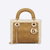 Dior Women Mini Lady Dior Bag Camel-Colored Cannage Shearling (1)