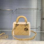 Dior Women Mini Lady Dior Bag Camel-Colored Cannage Shearling - Image 3
