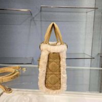 Dior Women Mini Lady Dior Bag Camel-Colored Cannage Shearling (1)