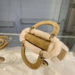 Dior Women Mini Lady Dior Bag Camel-Colored Cannage Shearling - Image 8