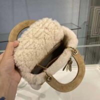 Dior Women Mini Lady Dior Bag Camel-Colored Cannage Shearling (1)