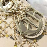 Dior Women Mini Lady Dior Bag Metallic Cannage Calfskin Platinum Beaded Embroidery (7)