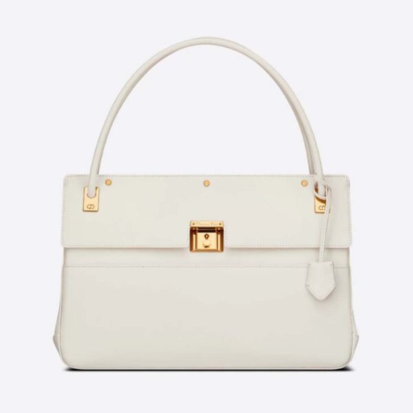 Dior Women Parisienne Bag Latte Smooth Calfskin-White (1)