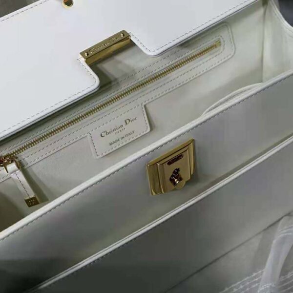 Dior Women Parisienne Bag Latte Smooth Calfskin-White (10)