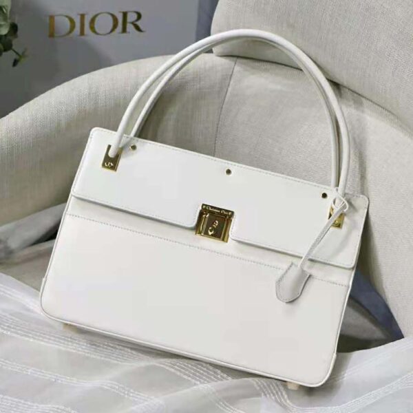 Dior Women Parisienne Bag Latte Smooth Calfskin-White (2)