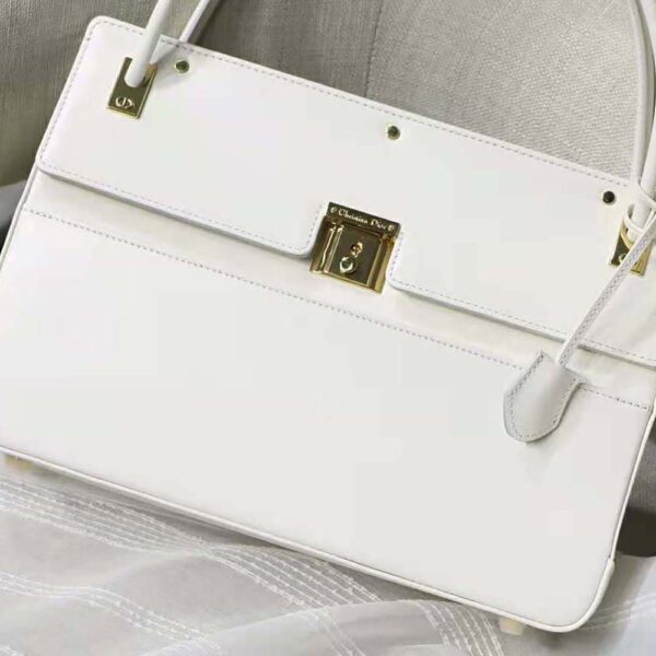 Dior Women Parisienne Bag Latte Smooth Calfskin-White (3)
