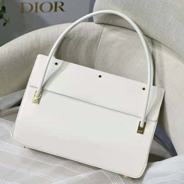 Dior Women Parisienne Bag Latte Smooth Calfskin-White (4)