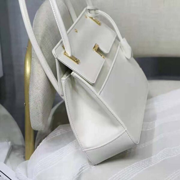Dior Women Parisienne Bag Latte Smooth Calfskin-White (5)