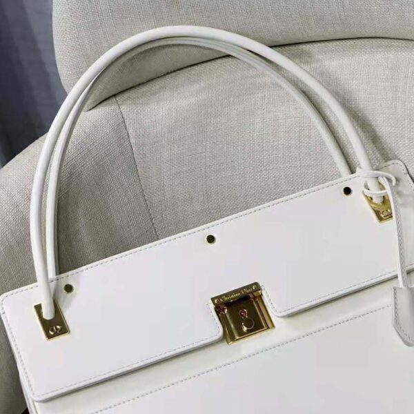 Dior Women Parisienne Bag Latte Smooth Calfskin-White (6)