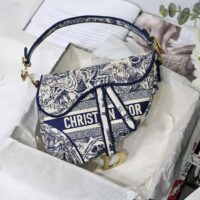 Dior Women Saddle Bag Blue Toile de Jouy Embroidery (1)