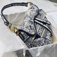 Dior Women Saddle Bag Blue Toile de Jouy Embroidery (1)