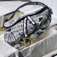 Dior Women Saddle Bag Blue Toile de Jouy Embroidery (1)