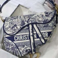 Dior Women Saddle Bag Blue Toile de Jouy Embroidery (1)