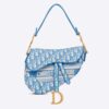 Dior Women Saddle Bag Cornflower Blue Dior Oblique Embroidery